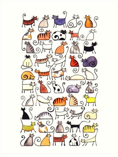 Смешная кошка рисунок