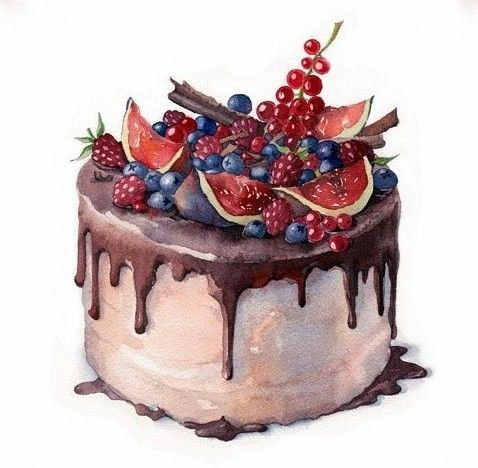 Торт с акварельными красками