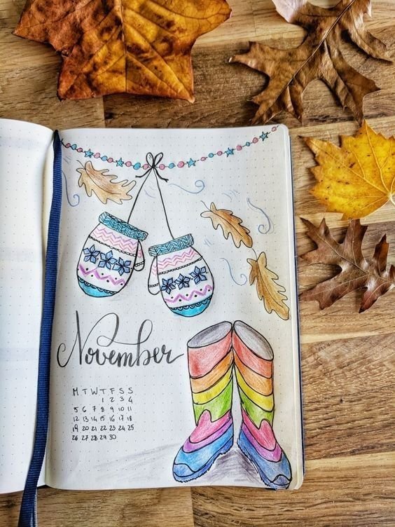 Ноябрь рисунок для ежедневника
