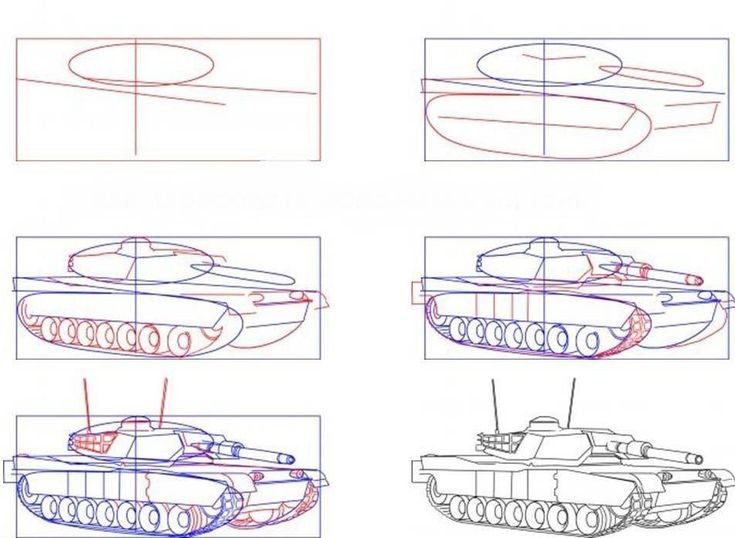 Танк т-34 рисунок по этапно
