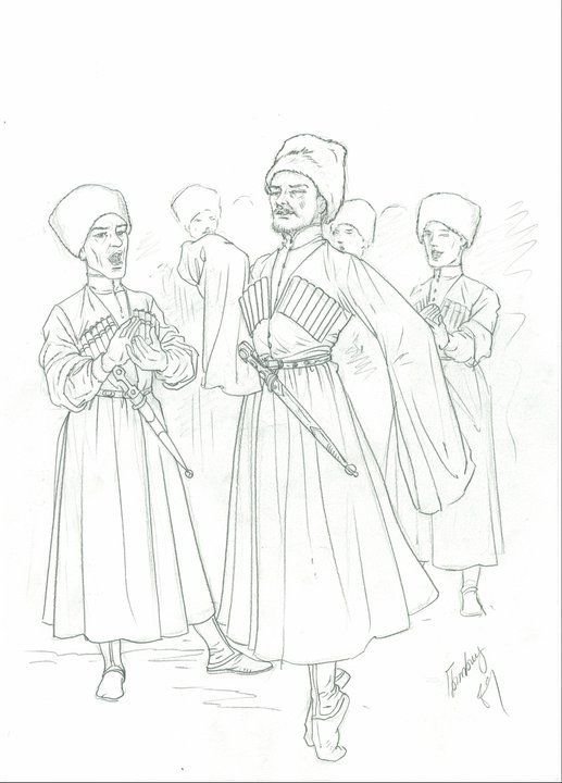 Национальный костюм адыгов рисунок