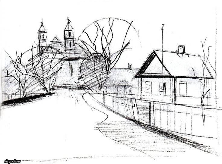 Пейзаж в графике легкий