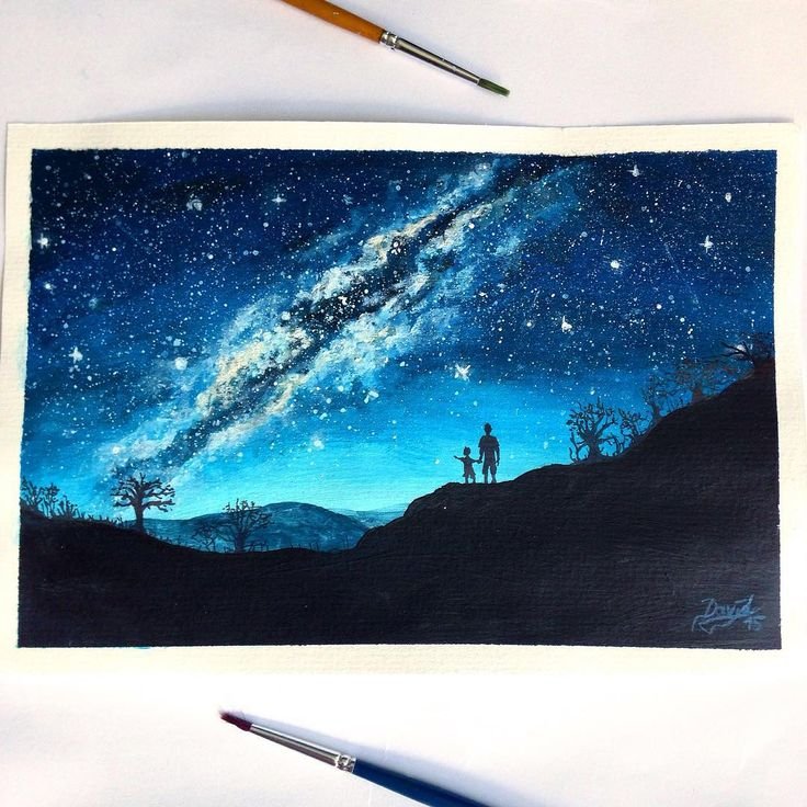 Космический пейзаж акрилом