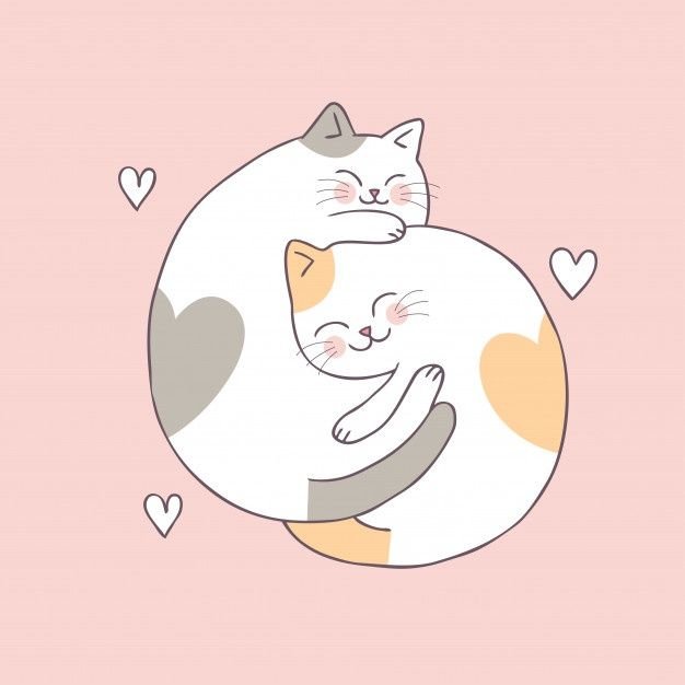 Котики обнимаются арт