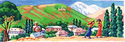 Изображение гор грузинских живопись