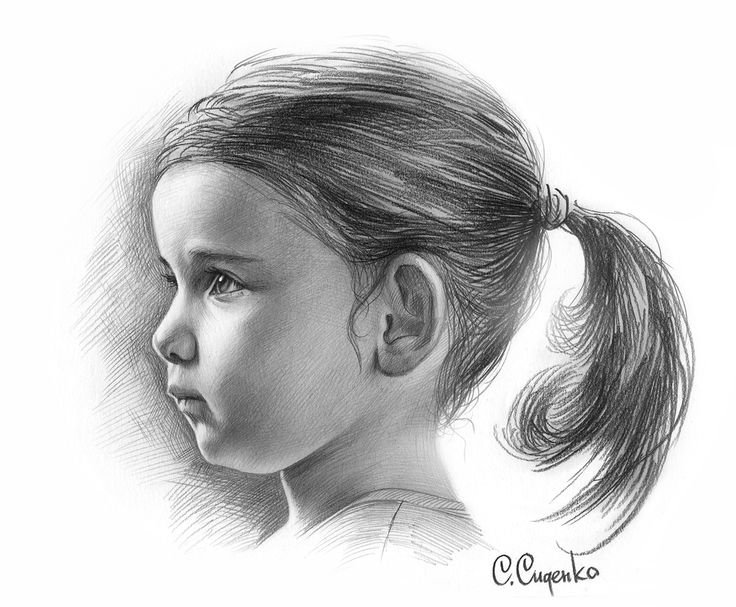 Лицо в профиль карандашом
