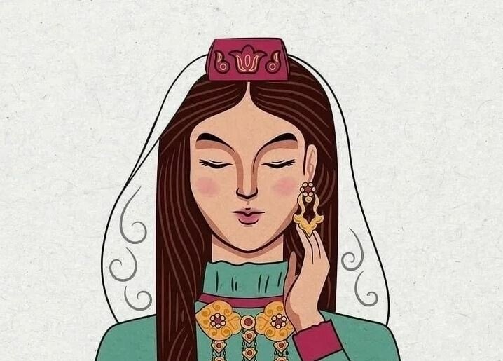 Татарская девушка нарисованная