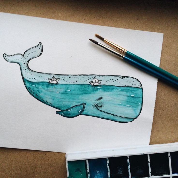 Рисунок кита для срисовки