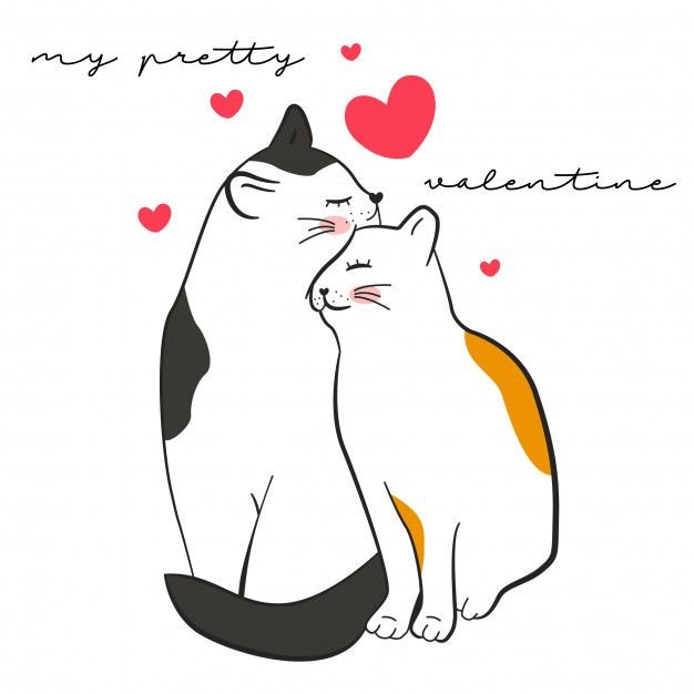 Влюбленные котики мультяшные