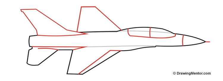 Истребитель рисунок сбоку сзади