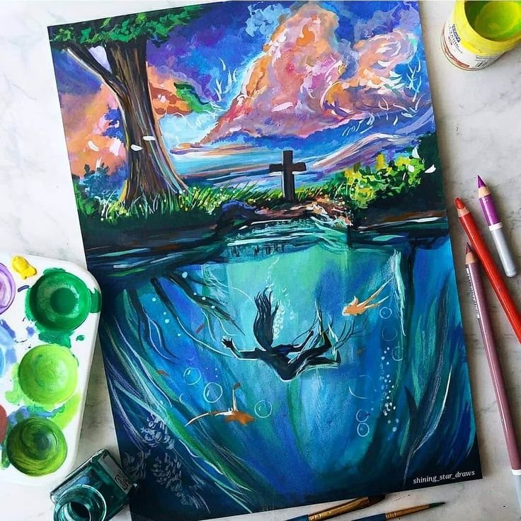 Картины гуашью