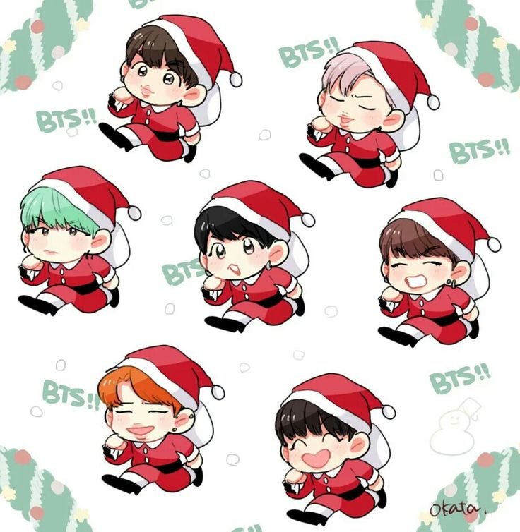 BTS Christmas Art Чиби