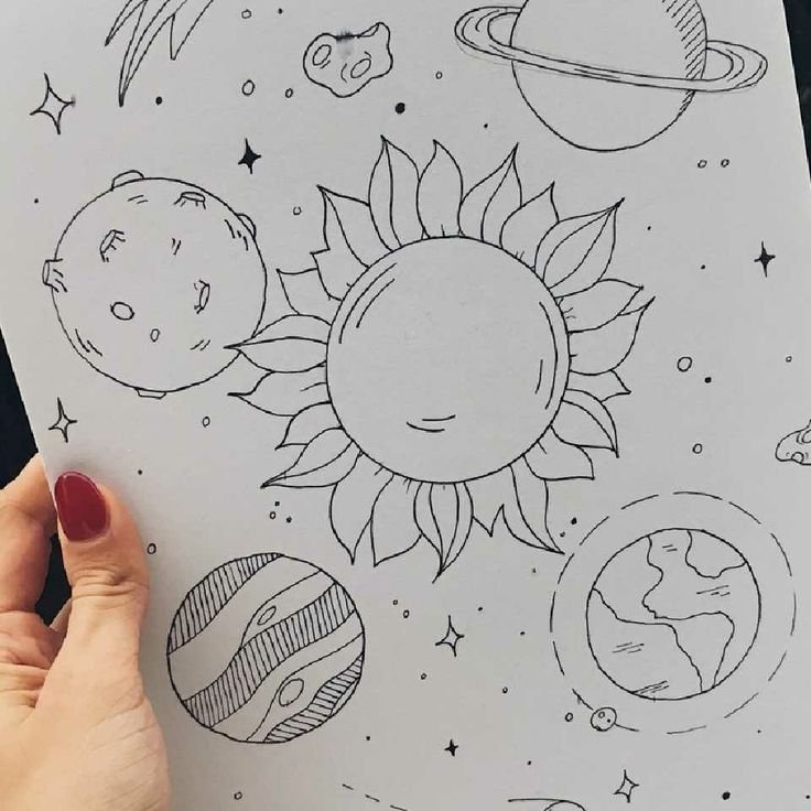 Рисунок космос для срисовки