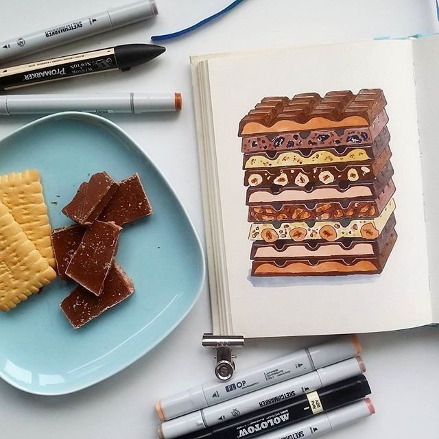 Шоколад скетч маркерами