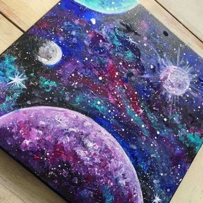 Космос на холсте акриловыми красками