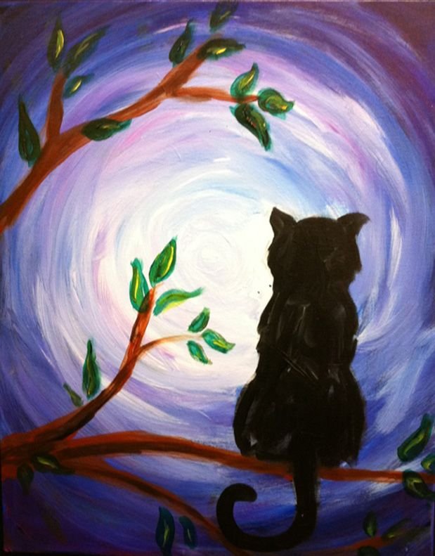 Кошка гуашью
