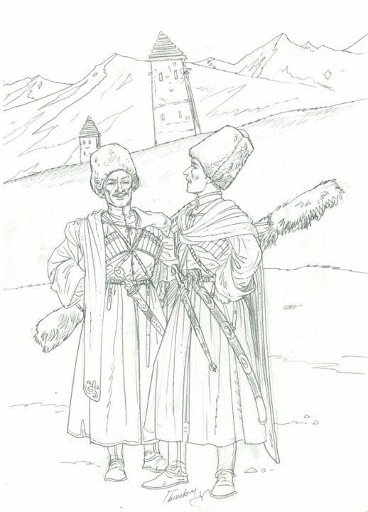 Кавказские рисунки карандашом