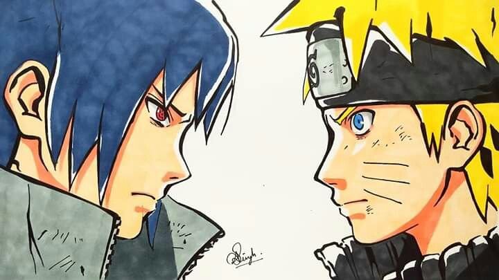 Аниме для срисовки Наруто Саске