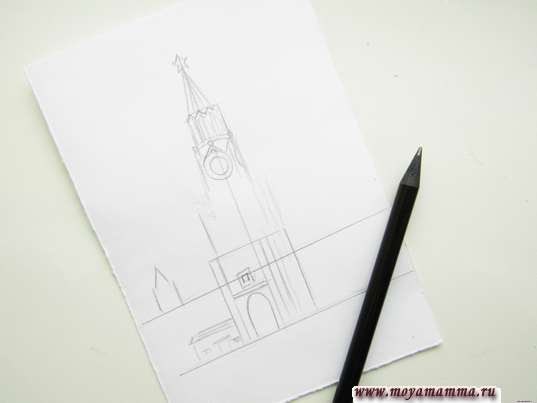 Кремль нарисовать поэтапно
