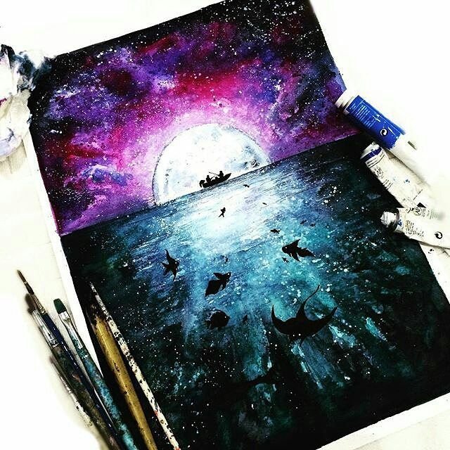 Картина космос красками