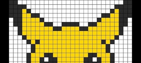 Рисунки по клеточкам Пикачу маленький