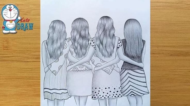 Рисунки карандашом подруги