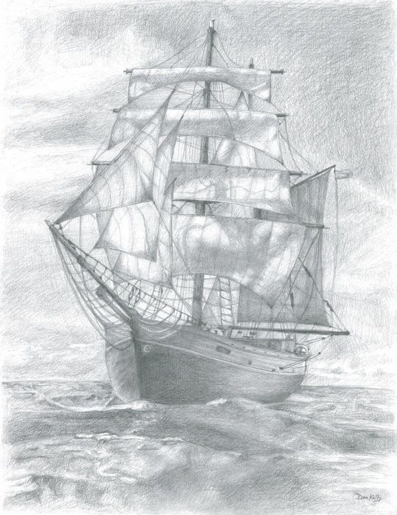 Корабль карандашом
