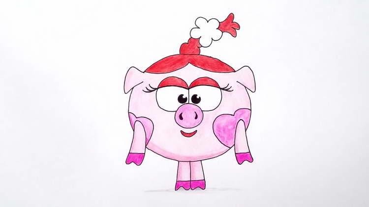 Рисуем Нюшу из смешариков