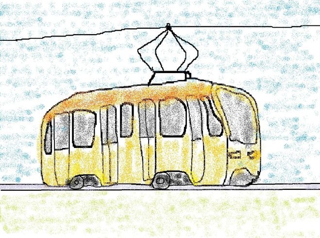 Трамвай рисунок карандашом