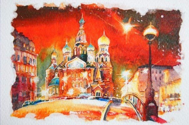 Санкт-Петербург рисунки акварелью