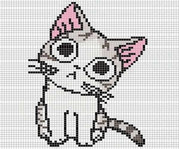 Милого котенка по клеточкам