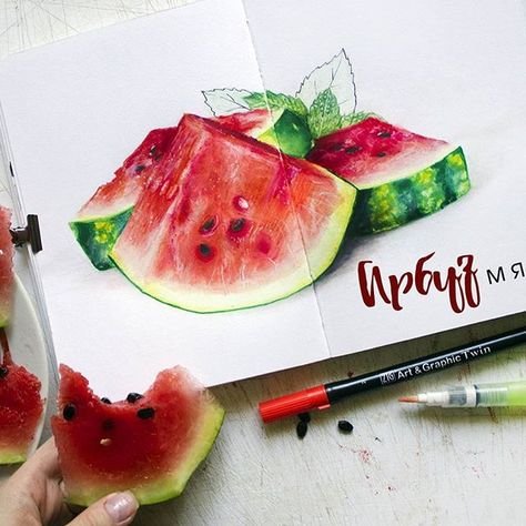 Фрукты маркерами