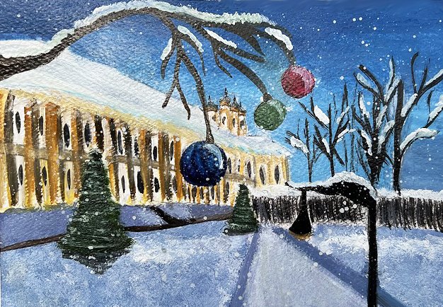 Праздник новый год на площади рисунок