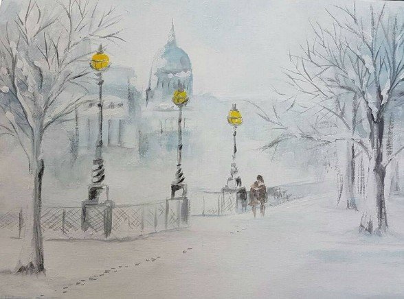 Зимний пейзаж городской простой