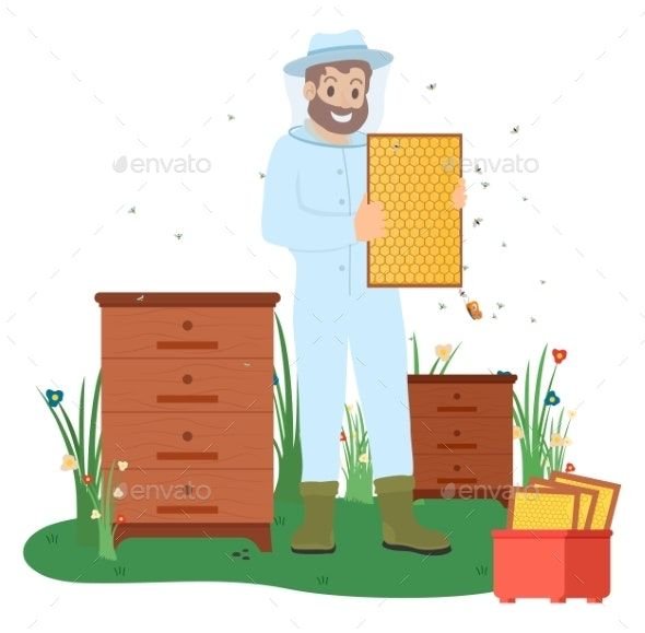 Пчеловод для детей на прозрачном фоне
