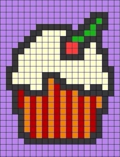 Рисунки по клеточкам прикольные лёгкие еда