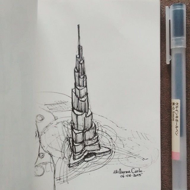 Башня Бурдж Халифа в Дубае рисунок