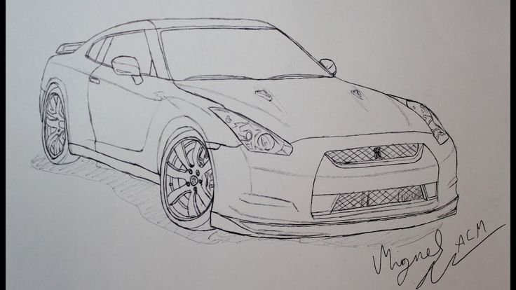 Nissan GTR r35 нарисовать