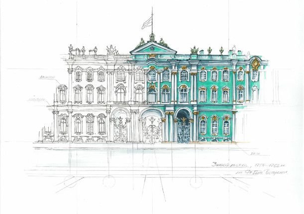 Екатерининский дворец в Санкт-Петербурге рисунок