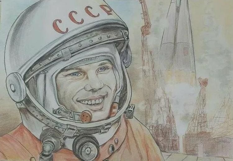 Юрий Гагарин срисовать