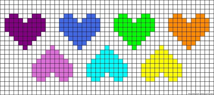 Рисунки по клеточкам сердечки