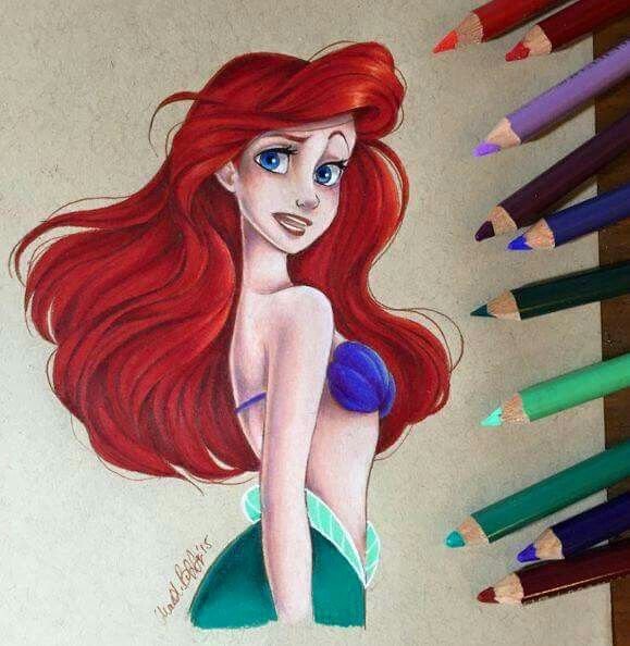Нарисовать принцессу Дисней Ариэль