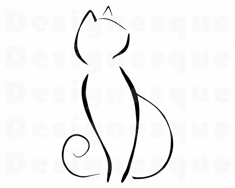 Силуэт кошки тату