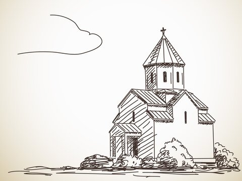 Церковь рисунок карандашом