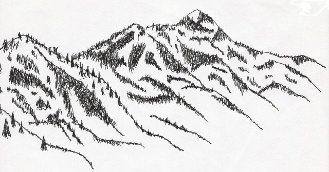 Уральские горы карандашом