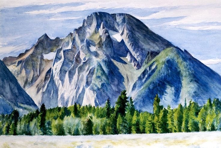 Пейзаж акварелью горы