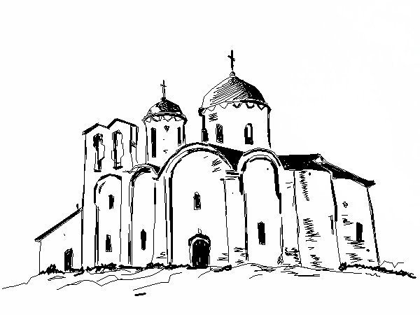 Церковь рисунок карандашом