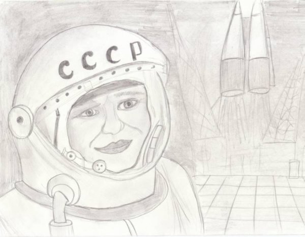 Рисунок Гагарина карандашом