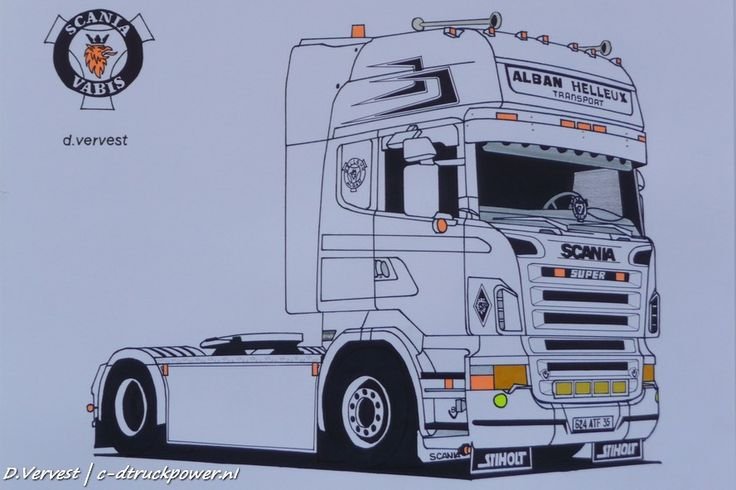 Раскраска тягач Скания r420