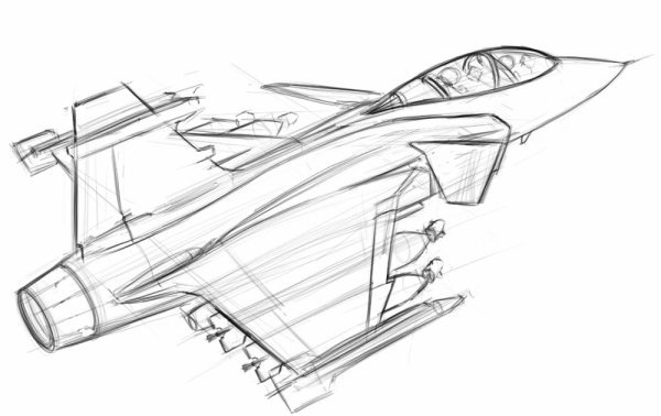 Истребитель рисунок карандашом